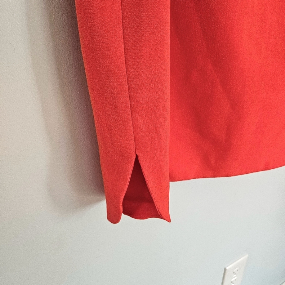 Vince Camuto Peachy Orange Long Sleeve Shift Dress w Split Sleeves & Hem Size 10 - Picture 4 of 7